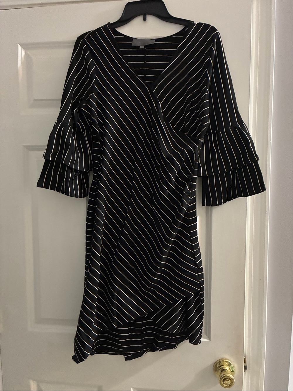 Sunday in Brooklyn by Anthropologie Black and White Striped High-Low Dress